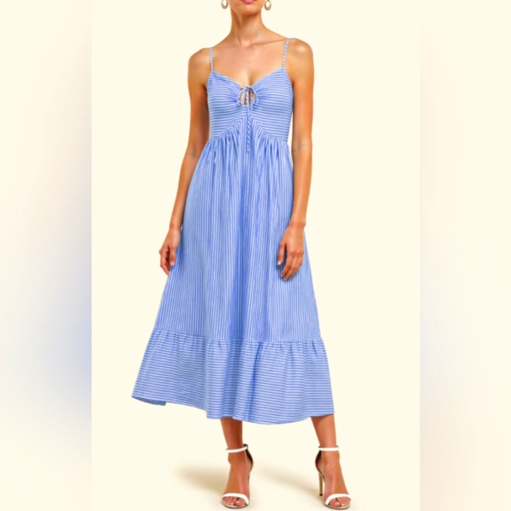 Hers & Mine Striped Bowtie Midi Dress